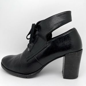 Chie Mihara black leather cut-out ankle boots, size 38.5